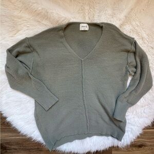 ARITZIA Wilfred Free Sage Green Hush Knit V Neck Sweater Sz Large EUC